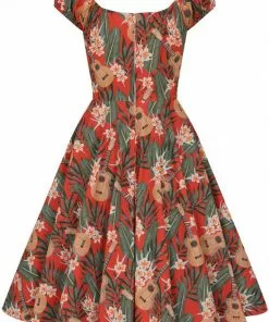 Hell Bunny Ukulele 50's Swing Dress Orange New In 17 Hell Bunny Ukulele 50's Swing Dress Orange New In