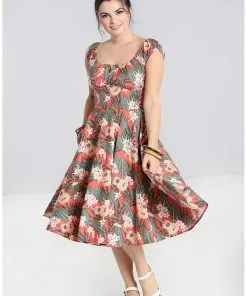 Hell Bunny Ukulele 50's Swing Dress Orange New In 16 Hell Bunny Ukulele 50's Swing Dress Orange New In