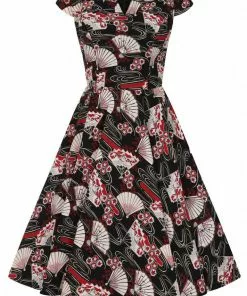 Hell Bunny Lanah Fan 50's Swing Dress Black