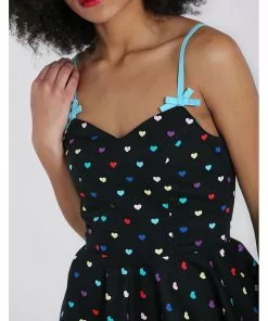 Hell Bunny True Love Hearts Mid 50's Swing Dress Black 11 Hell Bunny True Love Hearts Mid 50's Swing Dress Black