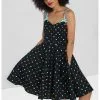 Hell Bunny True Love Hearts Mid 50's Swing Dress Black