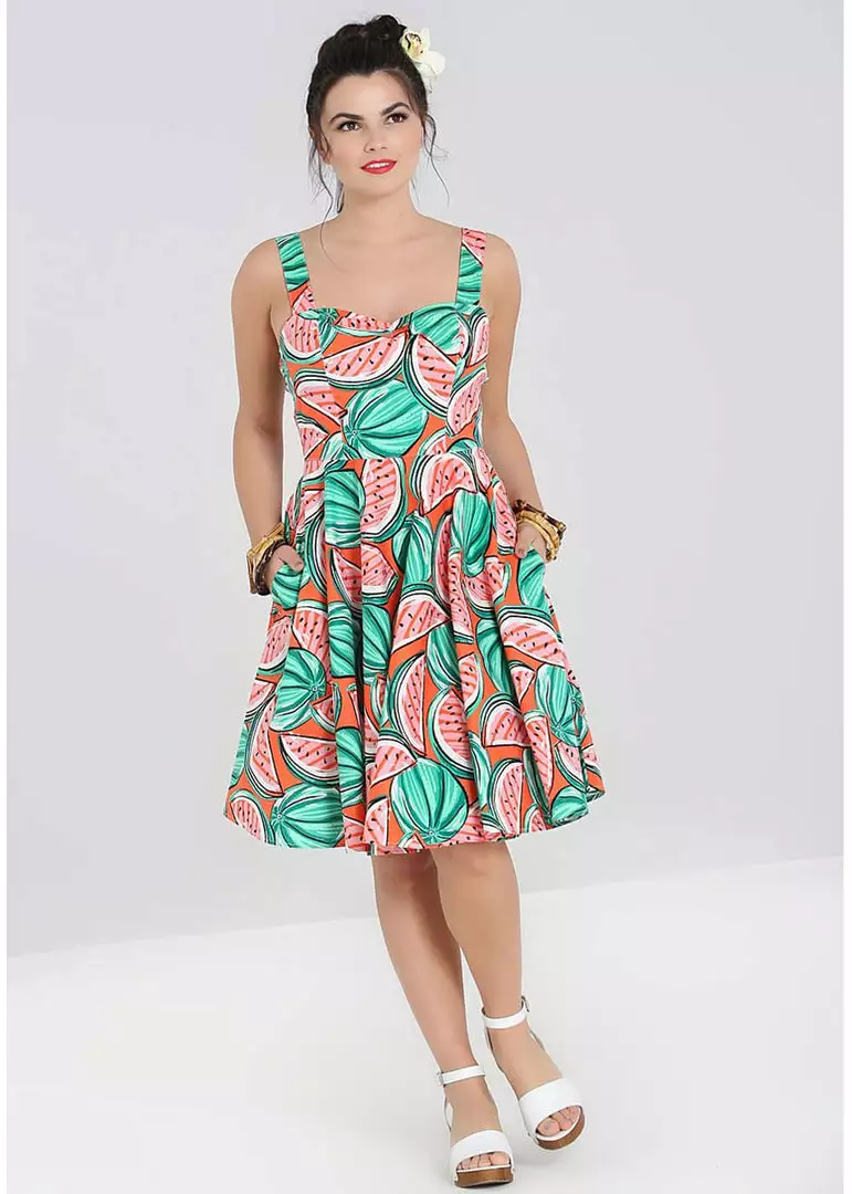 New In Hell Bunny Melonie 50's Swing Dress Orange 8 New In Hell Bunny Melonie 50's Swing Dress Orange