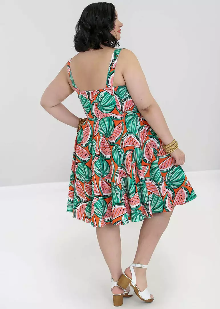 New In Hell Bunny Melonie 50's Swing Dress Orange 10 New In Hell Bunny Melonie 50's Swing Dress Orange