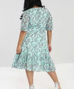 Hell Bunny Willow Sparrow Birdcage 70's Midi Dress Mint New In