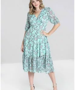 Hell Bunny Willow Sparrow Birdcage 70's Midi Dress Mint New In