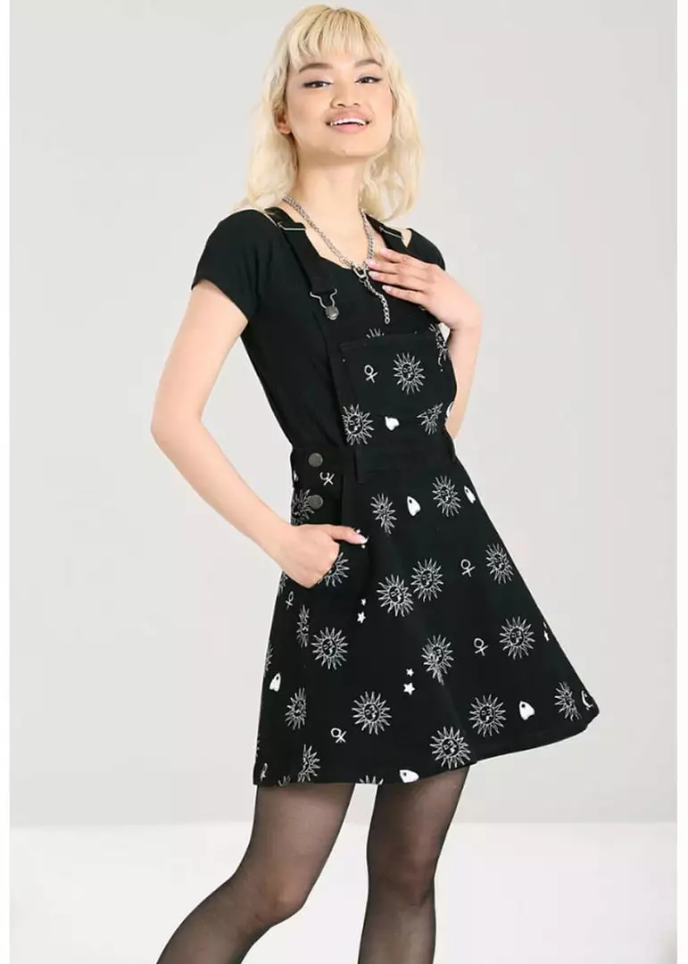 New In Hell Bunny Oculus Pinafore 60's Dress Black 5 New In Hell Bunny Oculus Pinafore 60's Dress Black