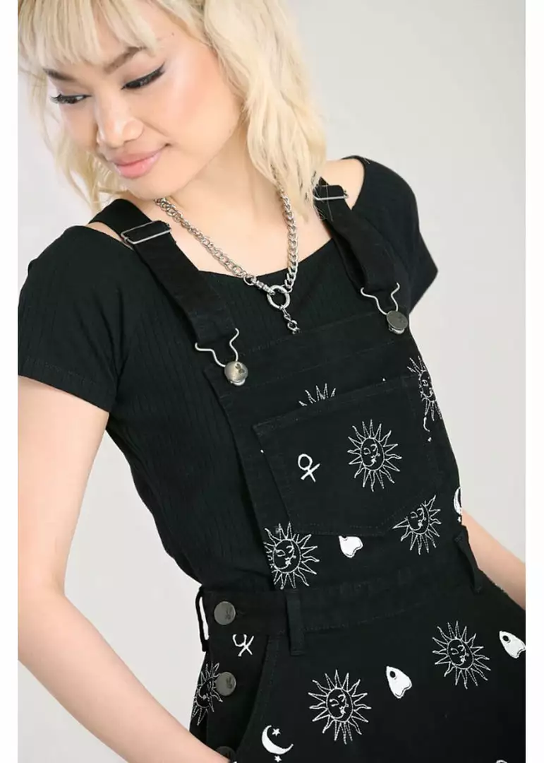 New In Hell Bunny Oculus Pinafore 60's Dress Black 6 New In Hell Bunny Oculus Pinafore 60's Dress Black