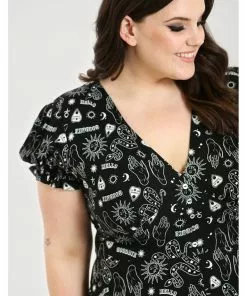 New In Hell Bunny Hello Goodbye Ouija 70's Dress Black 18 New In Hell Bunny Hello Goodbye Ouija 70's Dress Black