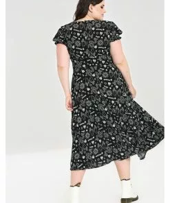 New In Hell Bunny Hello Goodbye Ouija 70's Dress Black 23 New In Hell Bunny Hello Goodbye Ouija 70's Dress Black