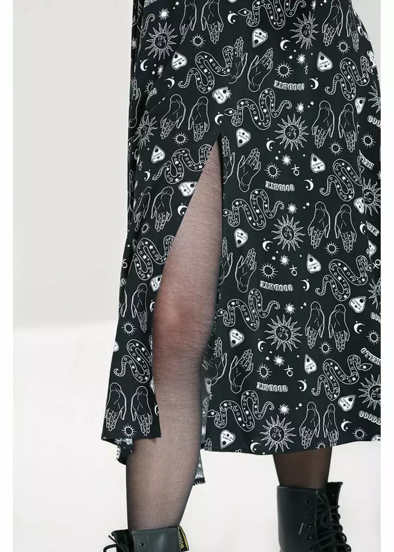 New In Hell Bunny Hello Goodbye Ouija 70's Dress Black 9 New In Hell Bunny Hello Goodbye Ouija 70's Dress Black