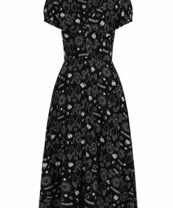 New In Hell Bunny Hello Goodbye Ouija 70's Dress Black 15 New In Hell Bunny Hello Goodbye Ouija 70's Dress Black