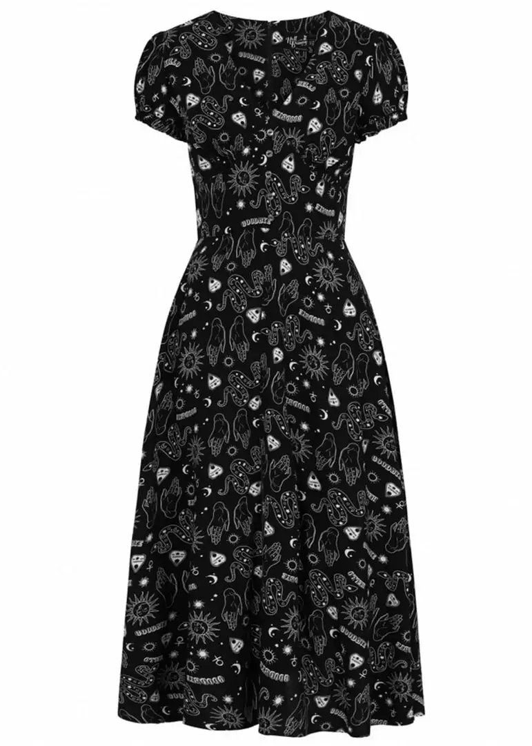 New In Hell Bunny Hello Goodbye Ouija 70's Dress Black 5 New In Hell Bunny Hello Goodbye Ouija 70's Dress Black