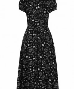 New In Hell Bunny Hello Goodbye Ouija 70's Dress Black 21 New In Hell Bunny Hello Goodbye Ouija 70's Dress Black