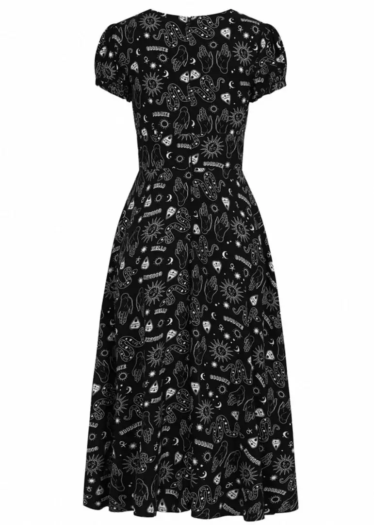 New In Hell Bunny Hello Goodbye Ouija 70's Dress Black 11 New In Hell Bunny Hello Goodbye Ouija 70's Dress Black