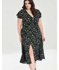 New In Hell Bunny Hello Goodbye Ouija 70's Dress Black 16 New In Hell Bunny Hello Goodbye Ouija 70's Dress Black