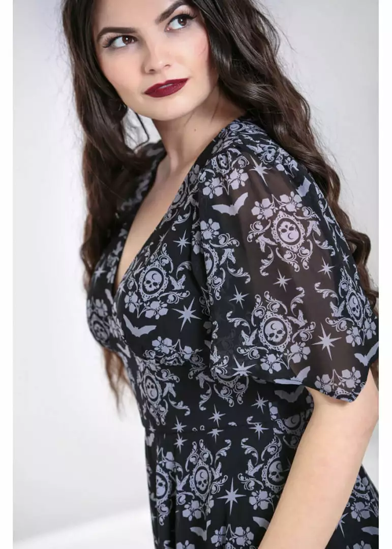 Hell Bunny Lost Whispers 70's Dress Black 6 Hell Bunny Lost Whispers 70's Dress Black