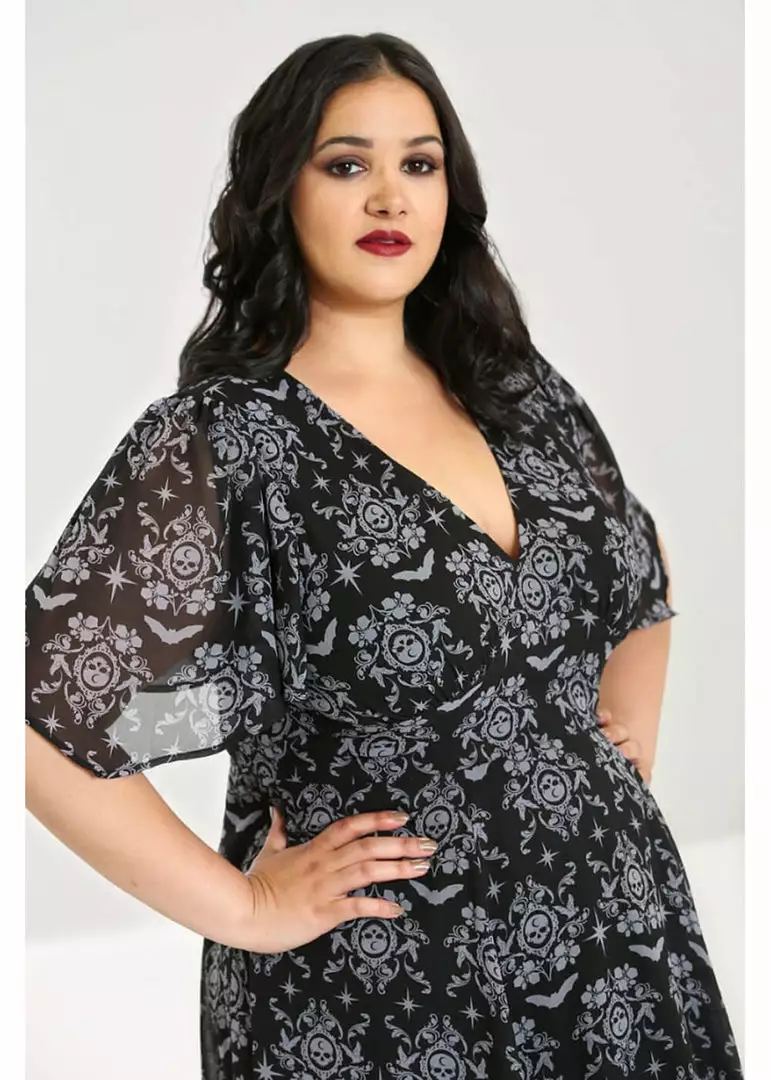 Hell Bunny Lost Whispers 70's Dress Black 10 Hell Bunny Lost Whispers 70's Dress Black