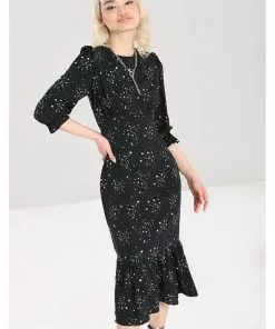 Hell Bunny Zodiac 70's Maxi Dress Black New In