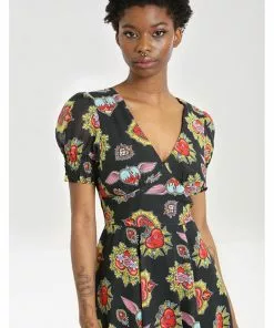 Hell Bunny Amias Sacred Heart 60's Dress Black New In 21 Hell Bunny Amias Sacred Heart 60's Dress Black New In