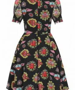Hell Bunny Amias Sacred Heart 60's Dress Black New In 23 Hell Bunny Amias Sacred Heart 60's Dress Black New In