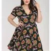 Hell Bunny Amias Sacred Heart 60's Dress Black New In
