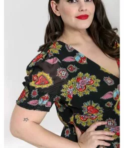 Hell Bunny Amias Sacred Heart 60's Dress Black New In 17 Hell Bunny Amias Sacred Heart 60's Dress Black New In