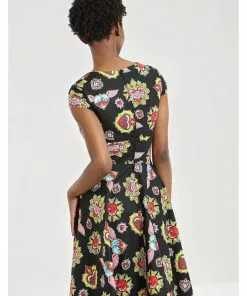 Hell Bunny Amias Sacred Heart 50's Swing Dress Black