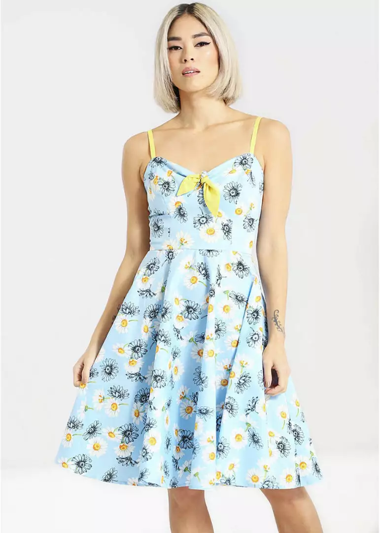 New In Hell Bunny Daisy 50's Swing Dress Blue 10 New In Hell Bunny Daisy 50's Swing Dress Blue