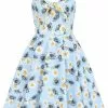 New In Hell Bunny Daisy 50's Swing Dress Blue