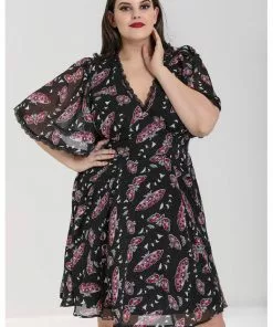 New In Hell Bunny In The Moonlight Moth 70's Dress Black