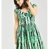 Hell Bunny Solana Leaves 50's Mid Swing Dress Black White 2 Hell Bunny Solana Leaves 50's Mid Swing Dress Black White