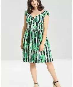 Hell Bunny Solana Leaves 50's Mid Swing Dress Black White 16 Hell Bunny Solana Leaves 50's Mid Swing Dress Black White