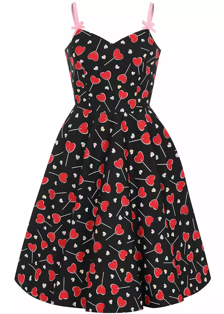 New In Hell Bunny Lollies Hearts 50's Swing Dress Black 3 New In Hell Bunny Lollies Hearts 50's Swing Dress Black