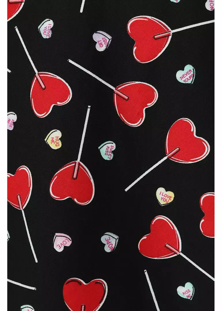 New In Hell Bunny Lollies Hearts 50's Swing Dress Black 4 New In Hell Bunny Lollies Hearts 50's Swing Dress Black