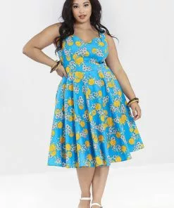 Hell Bunny Valencia Oranges 50's Swing Dress Blue 15 Hell Bunny Valencia Oranges 50's Swing Dress Blue