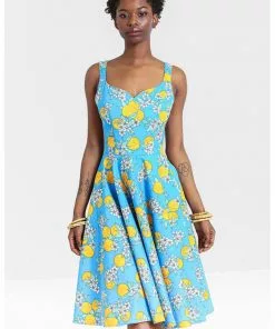 Hell Bunny Valencia Oranges 50's Swing Dress Blue 18 Hell Bunny Valencia Oranges 50's Swing Dress Blue