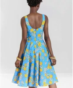 Hell Bunny Valencia Oranges 50's Swing Dress Blue 19 Hell Bunny Valencia Oranges 50's Swing Dress Blue