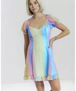Hell Bunny Halo Rainbow 60's Mini Dress Multi