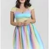 New In Hell Bunny Halo Ombre Rainbow 50's Swing Dress Multi 2 New In Hell Bunny Halo Ombre Rainbow 50's Swing Dress Multi