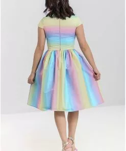 New In Hell Bunny Halo Ombre Rainbow 50's Swing Dress Multi 12 New In Hell Bunny Halo Ombre Rainbow 50's Swing Dress Multi