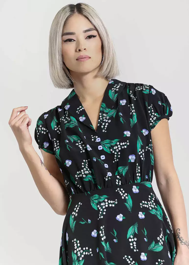 New In Hell Bunny Good Luck 40's Midi Dress Black 5 New In Hell Bunny Good Luck 40's Midi Dress Black