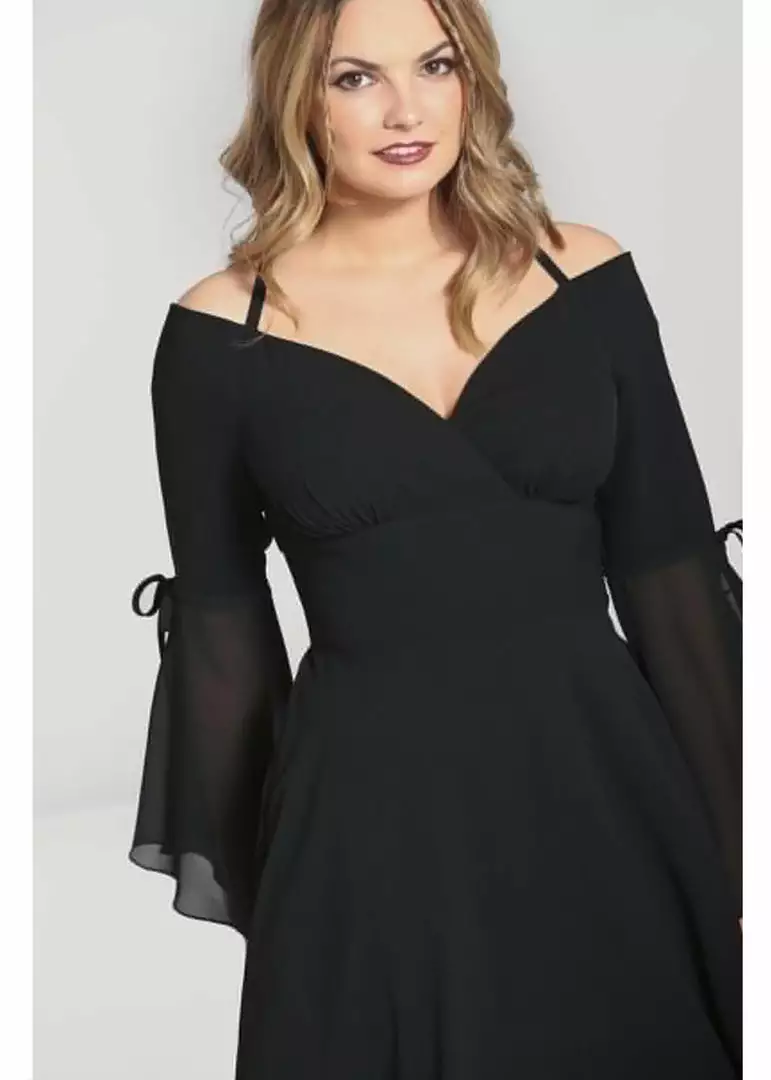 New In Hell Bunny Zelena 70's Dress Black 9 New In Hell Bunny Zelena 70's Dress Black