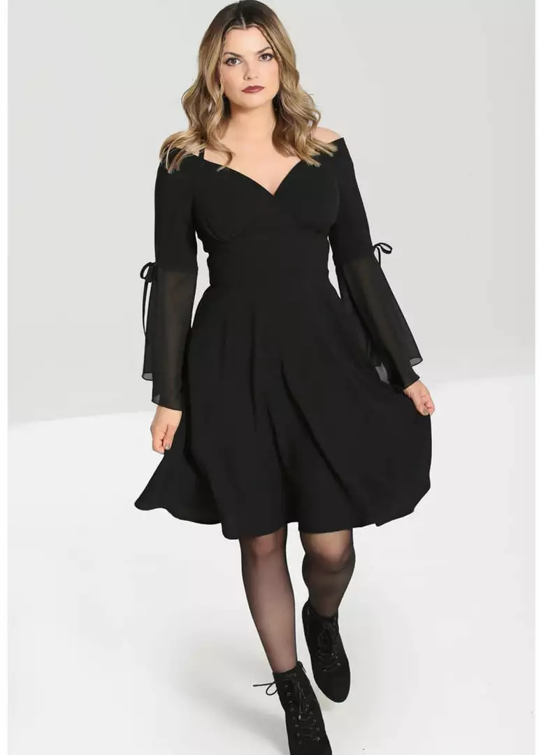 New In Hell Bunny Zelena 70's Dress Black 7 New In Hell Bunny Zelena 70's Dress Black