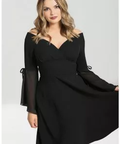 New In Hell Bunny Zelena 70's Dress Black 12 New In Hell Bunny Zelena 70's Dress Black