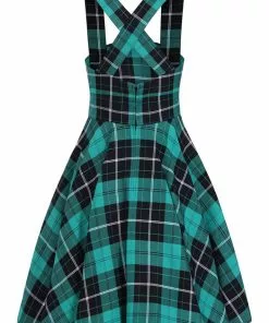 Hell Bunny Beryl Tartan 40's Pinafore Swing Dress Green 13 Hell Bunny Beryl Tartan 40's Pinafore Swing Dress Green