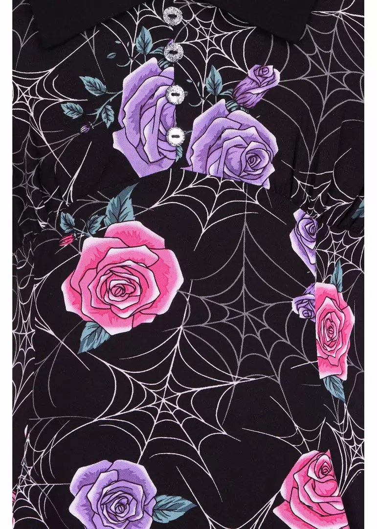 New In Hell Bunny Eloise Spiderweb 60's Mini Dress Black 6 New In Hell Bunny Eloise Spiderweb 60's Mini Dress Black