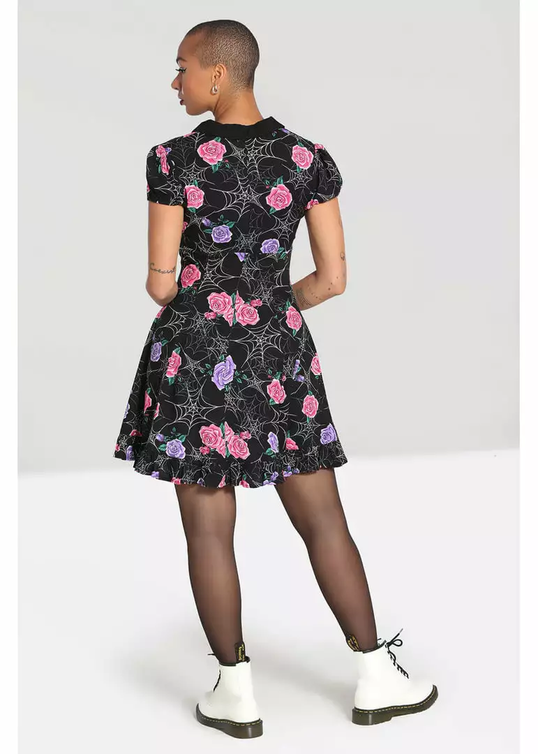 New In Hell Bunny Eloise Spiderweb 60's Mini Dress Black 9 New In Hell Bunny Eloise Spiderweb 60's Mini Dress Black
