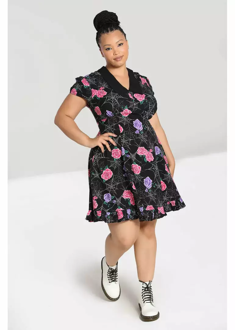 New In Hell Bunny Eloise Spiderweb 60's Mini Dress Black 7 New In Hell Bunny Eloise Spiderweb 60's Mini Dress Black