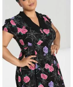 New In Hell Bunny Eloise Spiderweb 60's Mini Dress Black