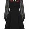 New In Hell Bunny Tallulah Snake Moon 40's Mid Dress Black
